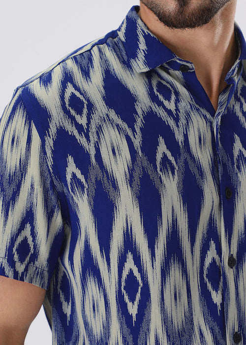 Ikat Blue Feather Shirt