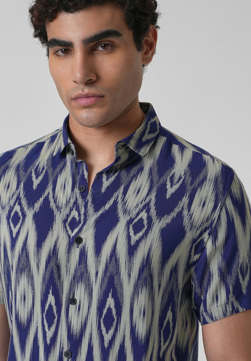 Ikat Blue Feather Shirt