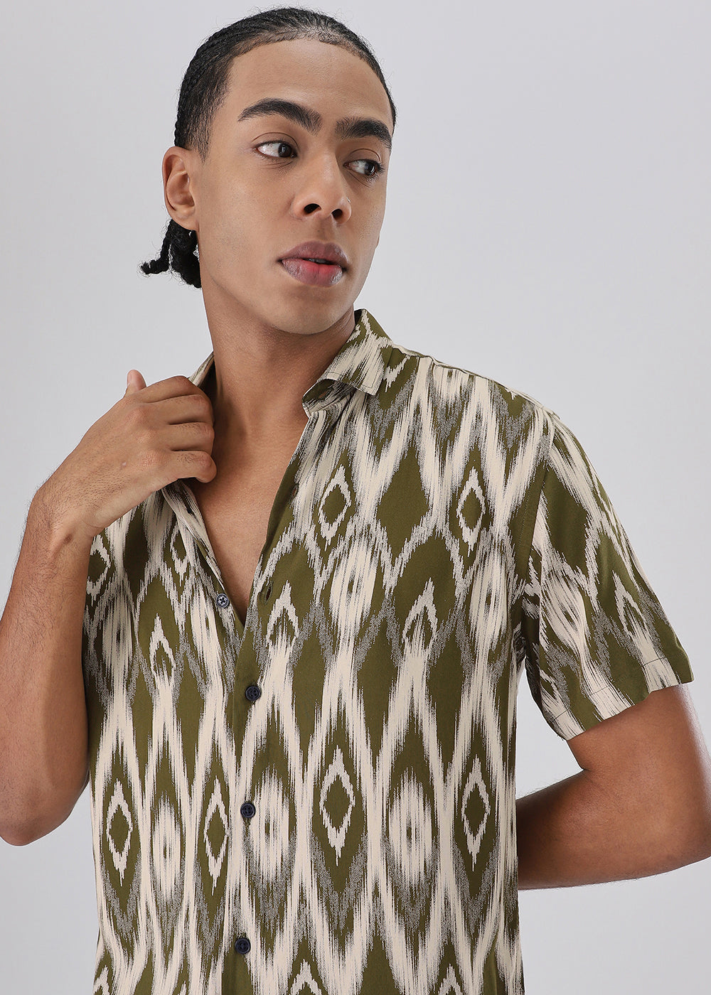 Ikat Olive Feather shirt