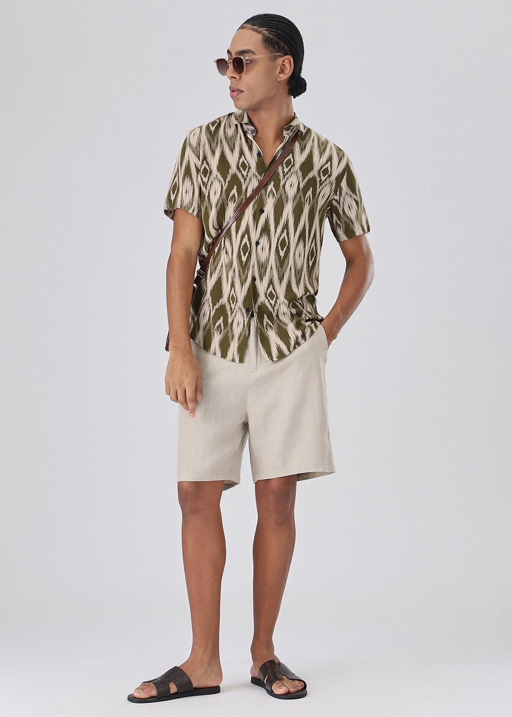 Ikat Olive Feather shirt