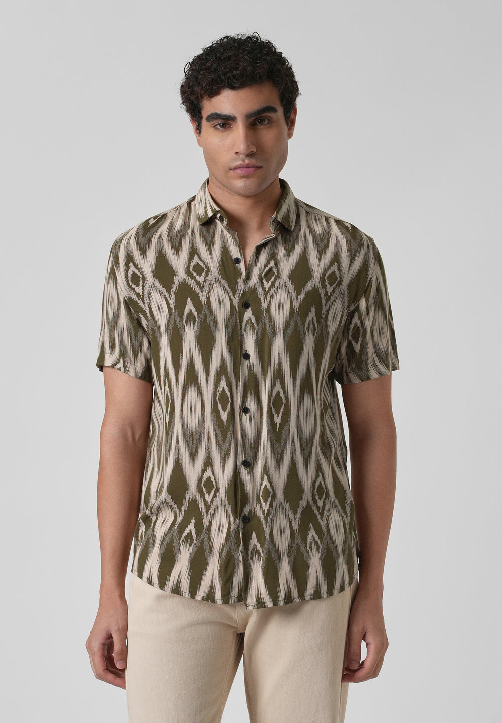 Ikat Olive Feather shirt