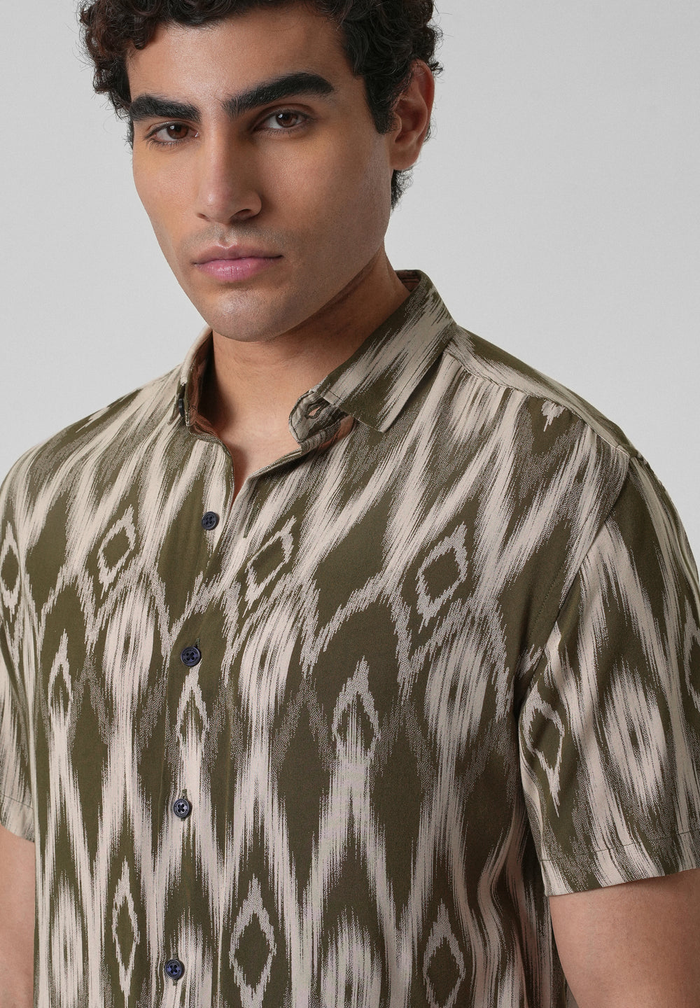 Ikat Olive Feather shirt