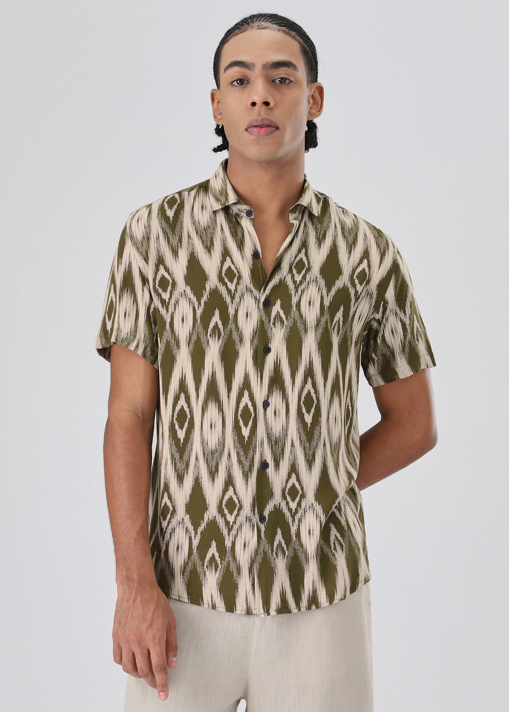 Ikat Olive Feather shirt