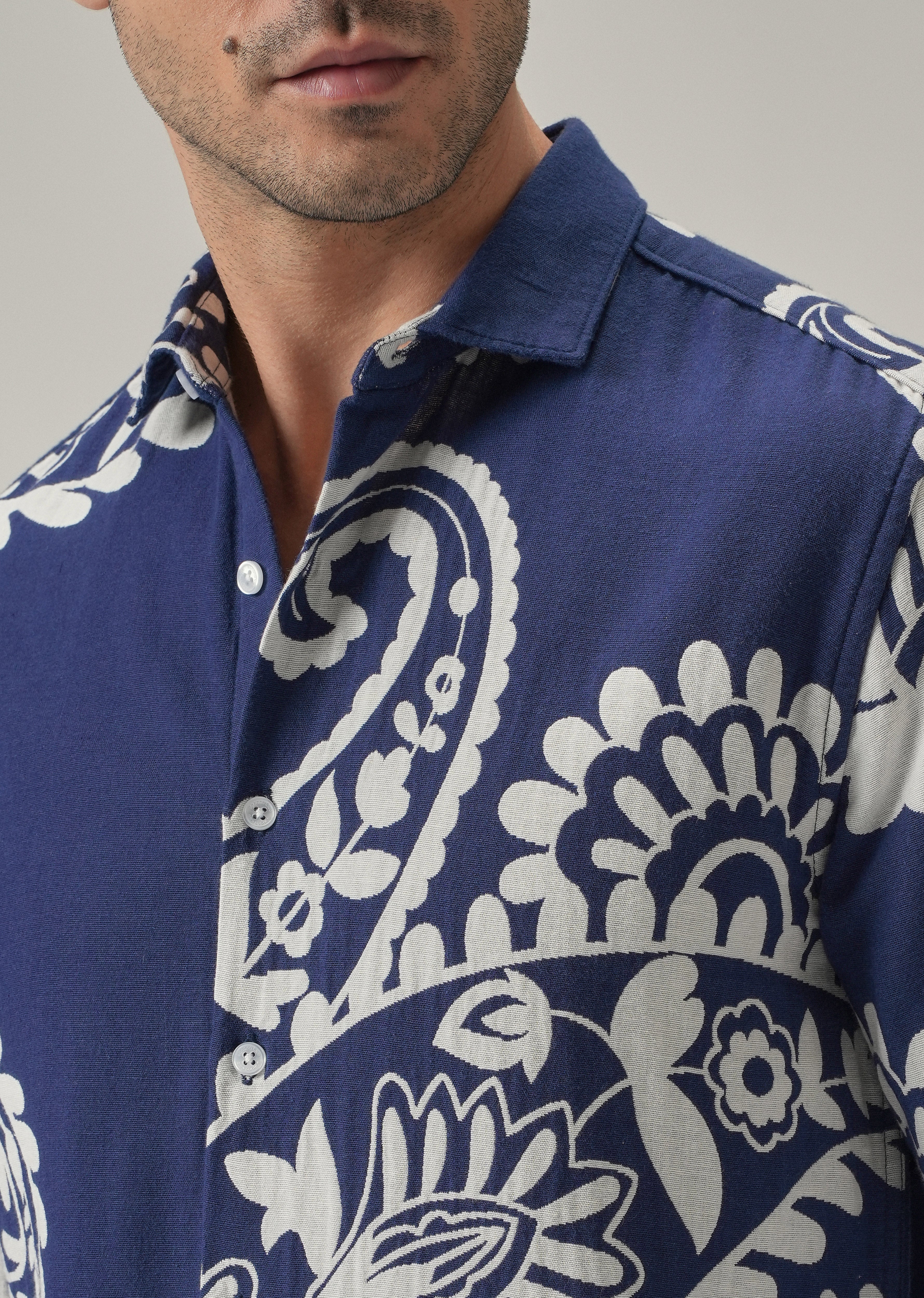 Indigo Paisley Pattern Shirt