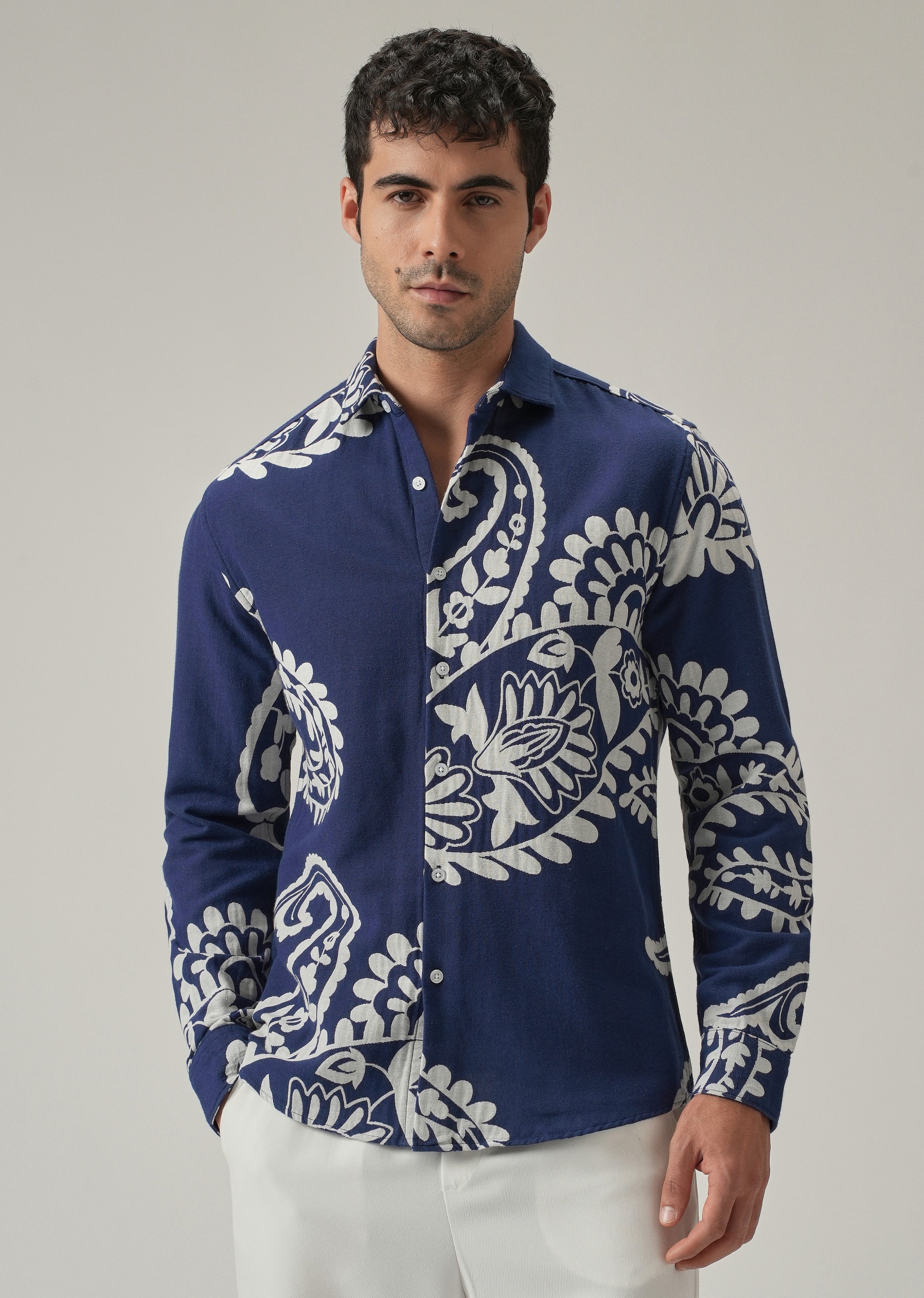 Indigo Paisley Pattern Shirt