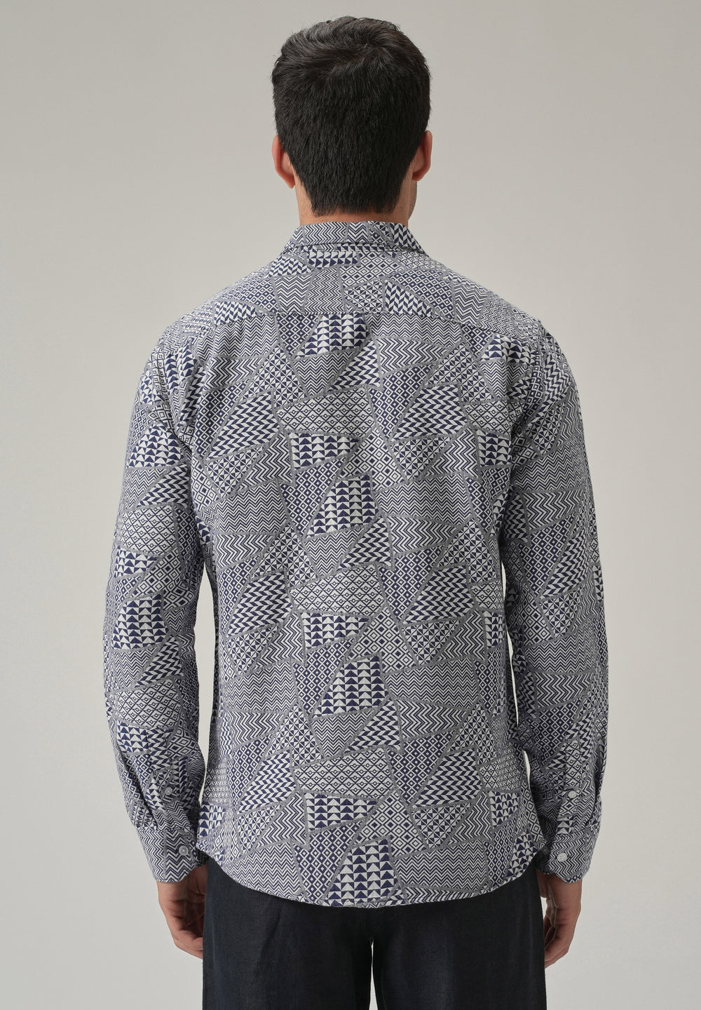Indigo Geometric Pattern Shirt