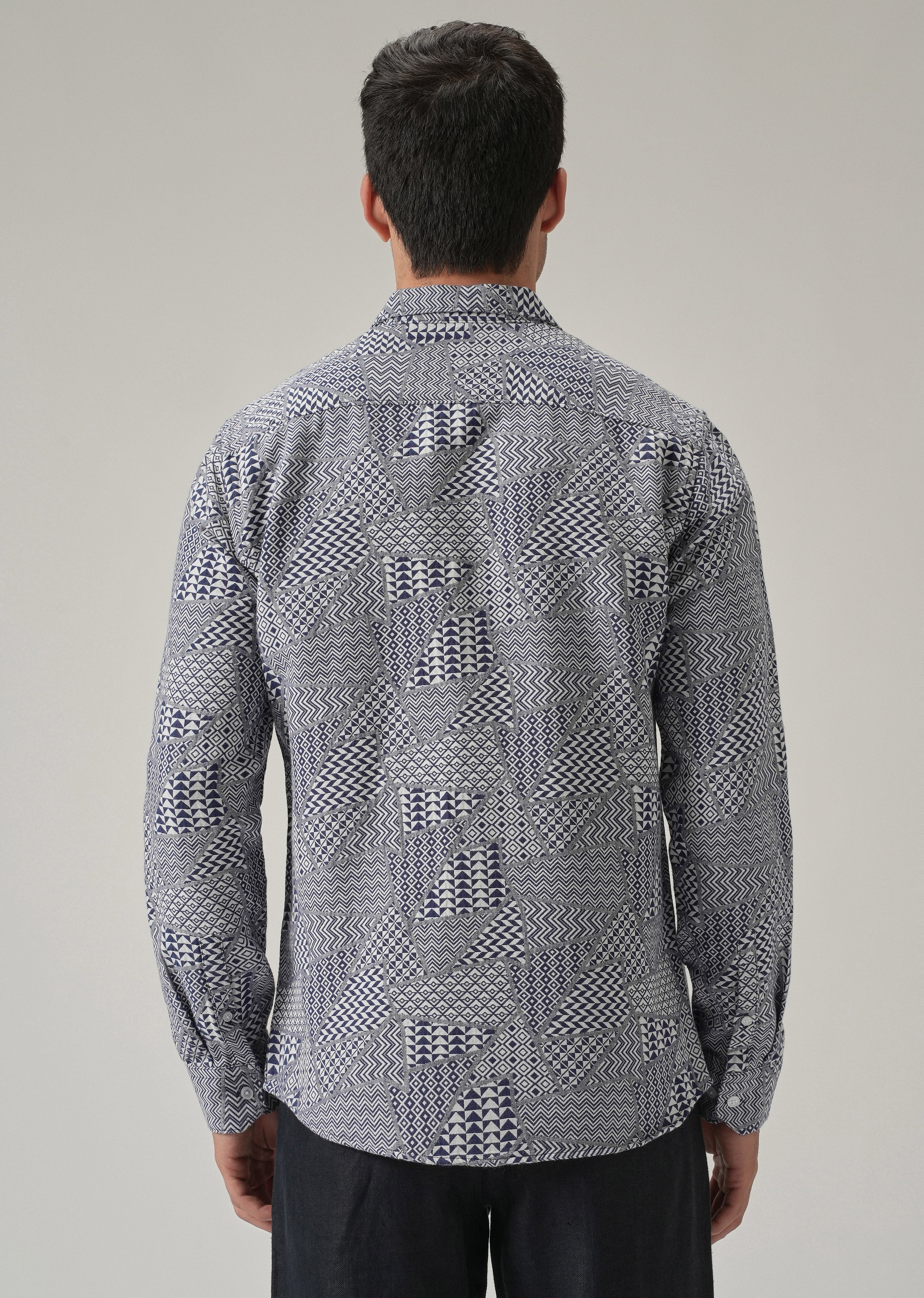 Indigo Geometric Pattern Shirt