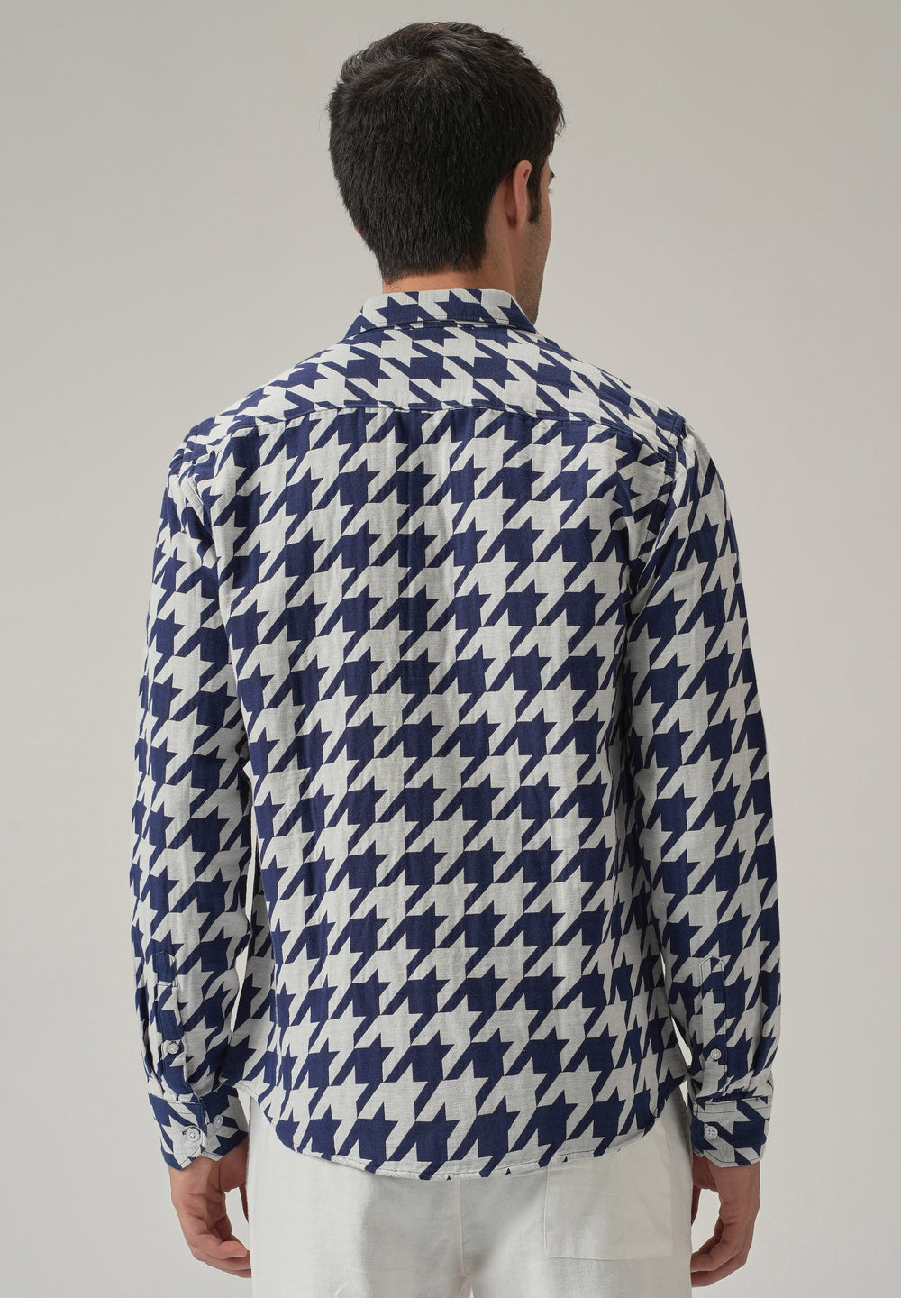 Indigo Herringbone Pattern Shirt