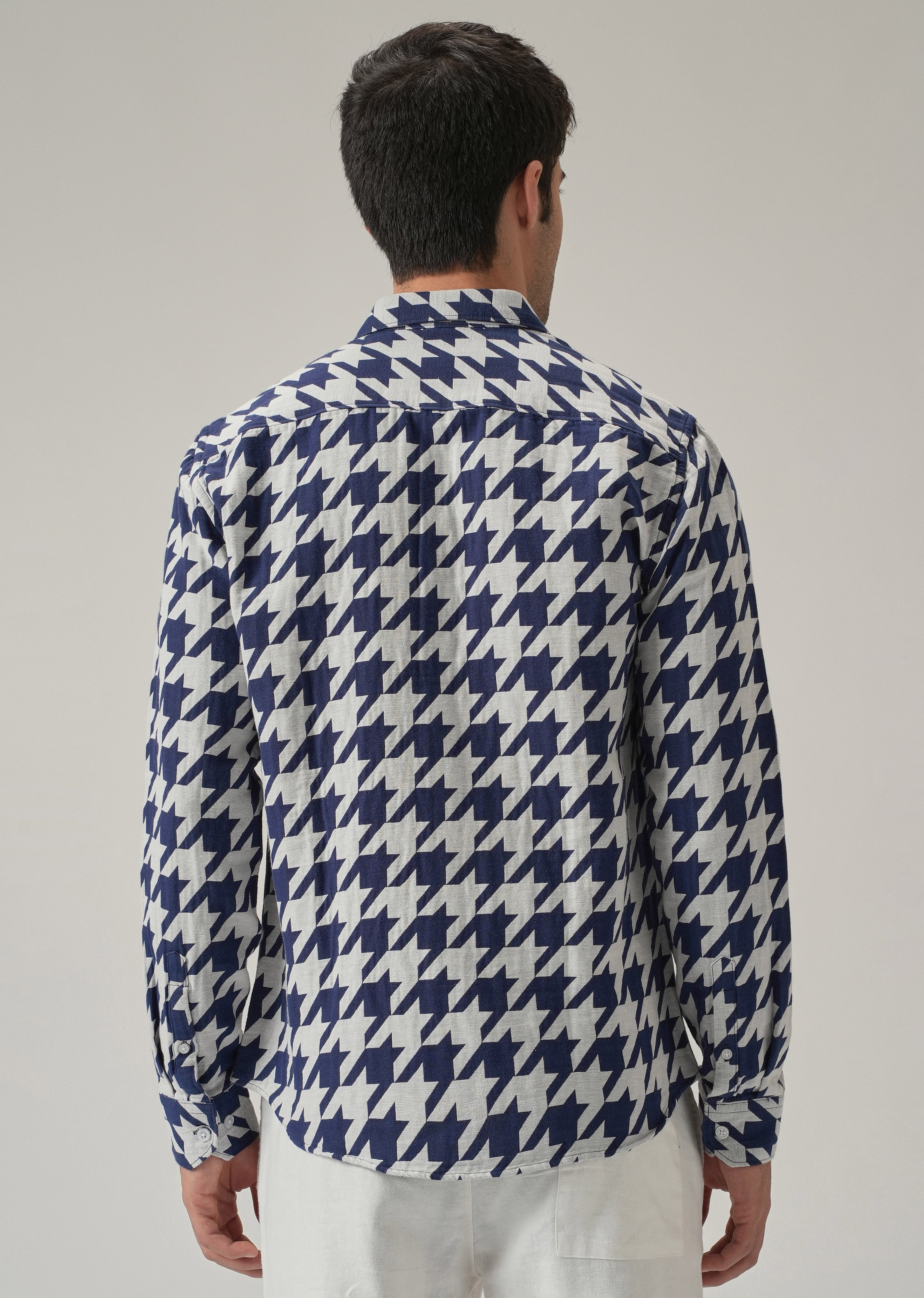 Indigo Herringbone Pattern Shirt