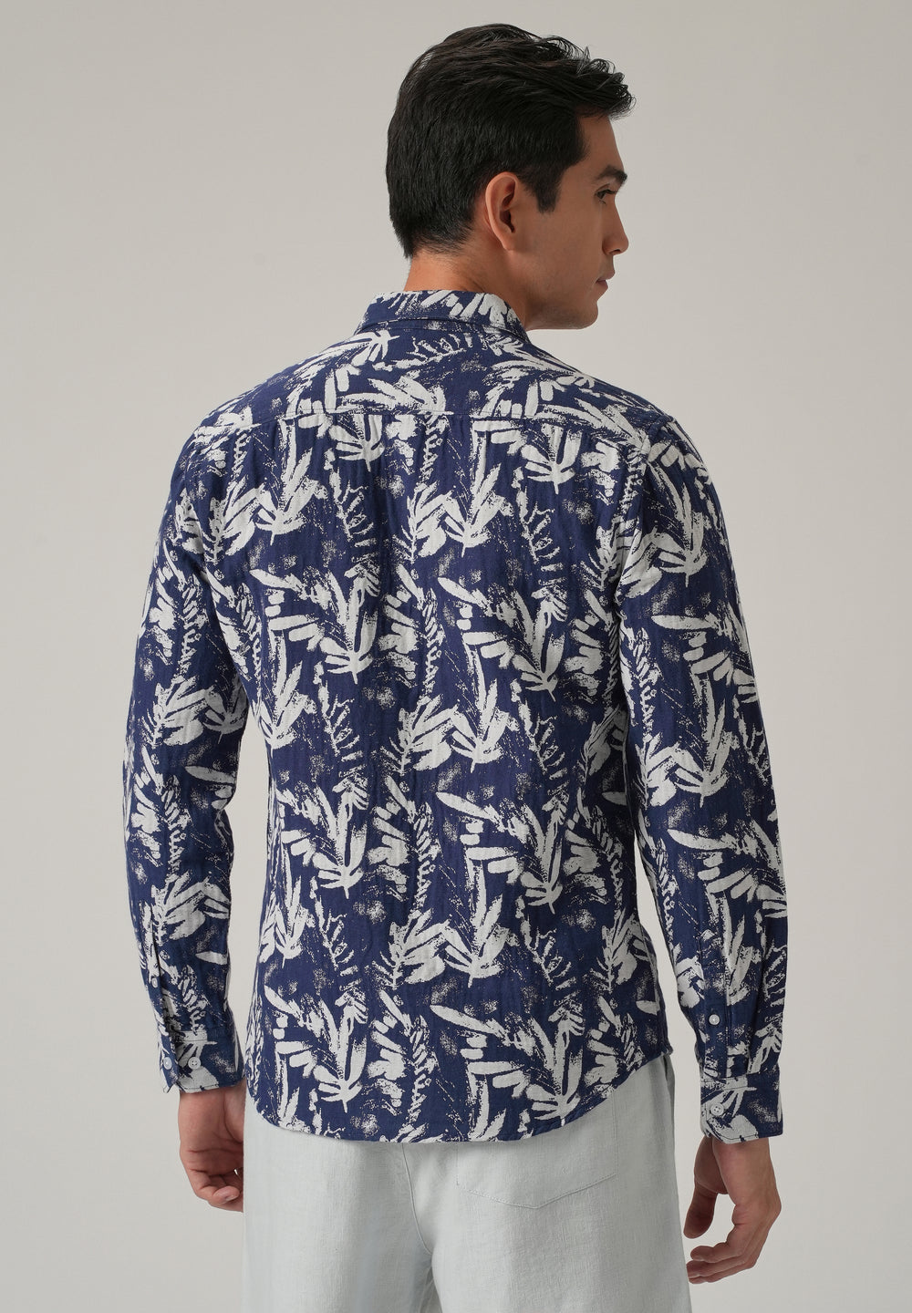 Indigo Leaf Pattern Shirt