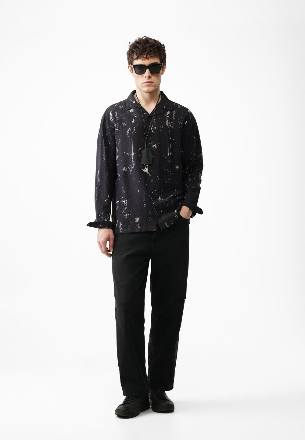 Ink Blue Abstract Printed Shirt