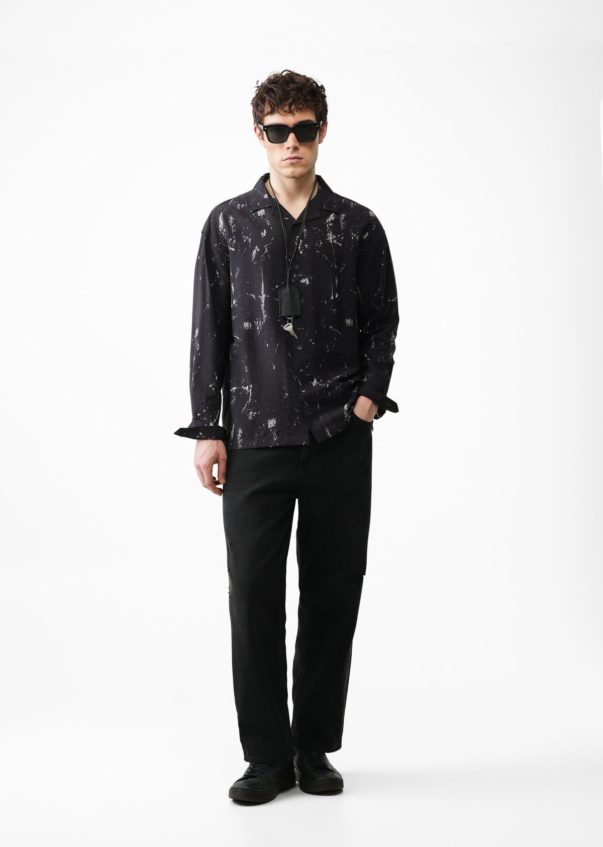 Ink Blue Abstract Printed Shirt