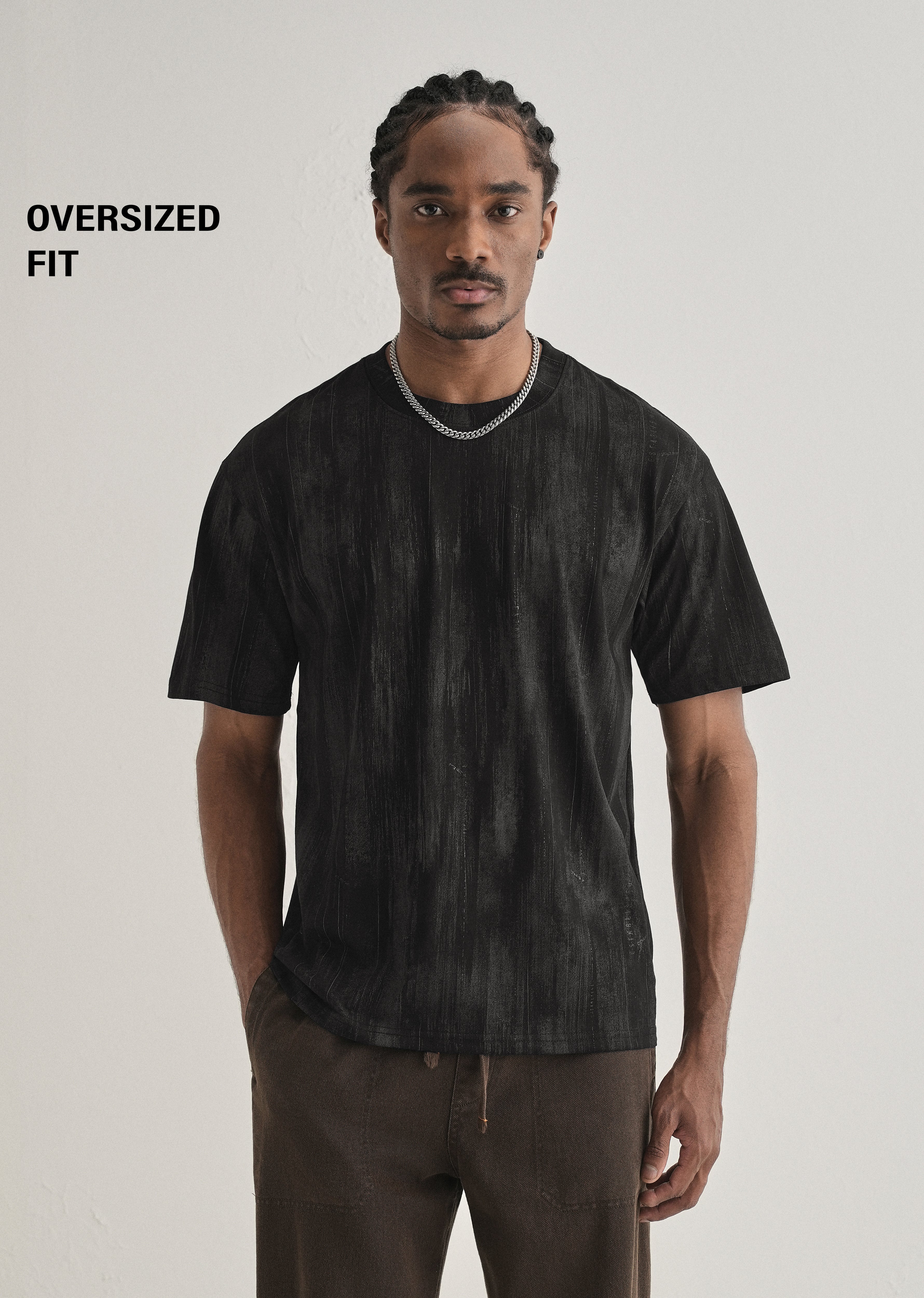 Ink Black Printed Oversized T-shirt