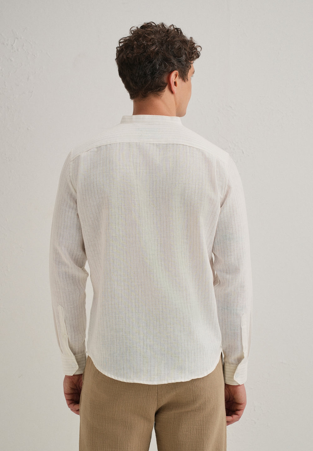 Ivory Cotton Blended Stripe Shirt