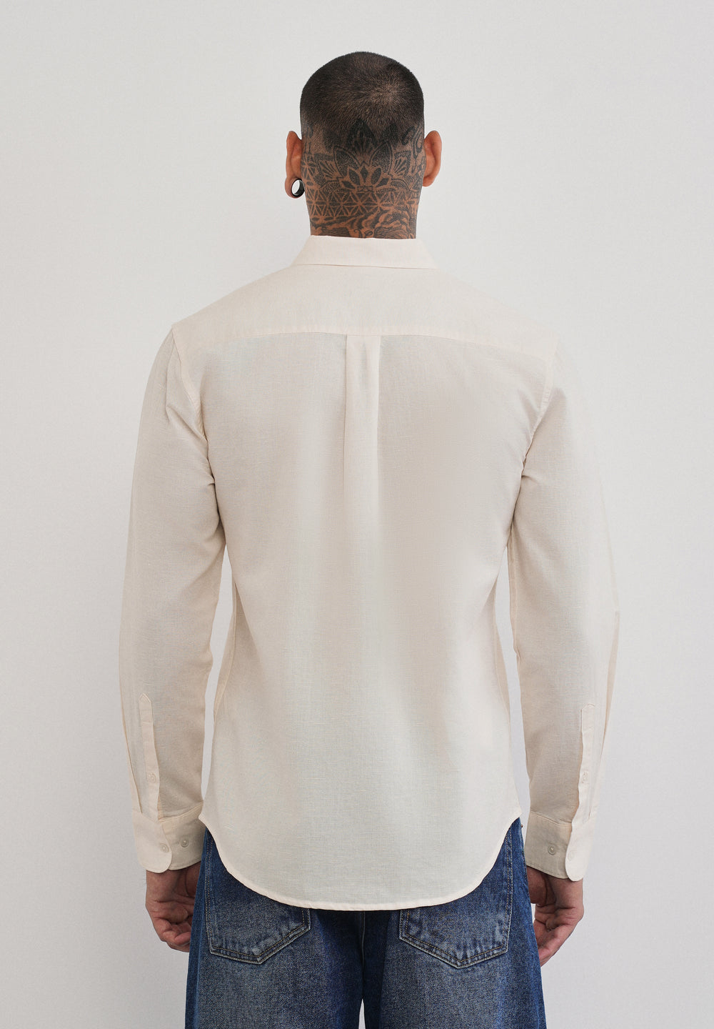 Ivory Cotton Linen Plain Shirt