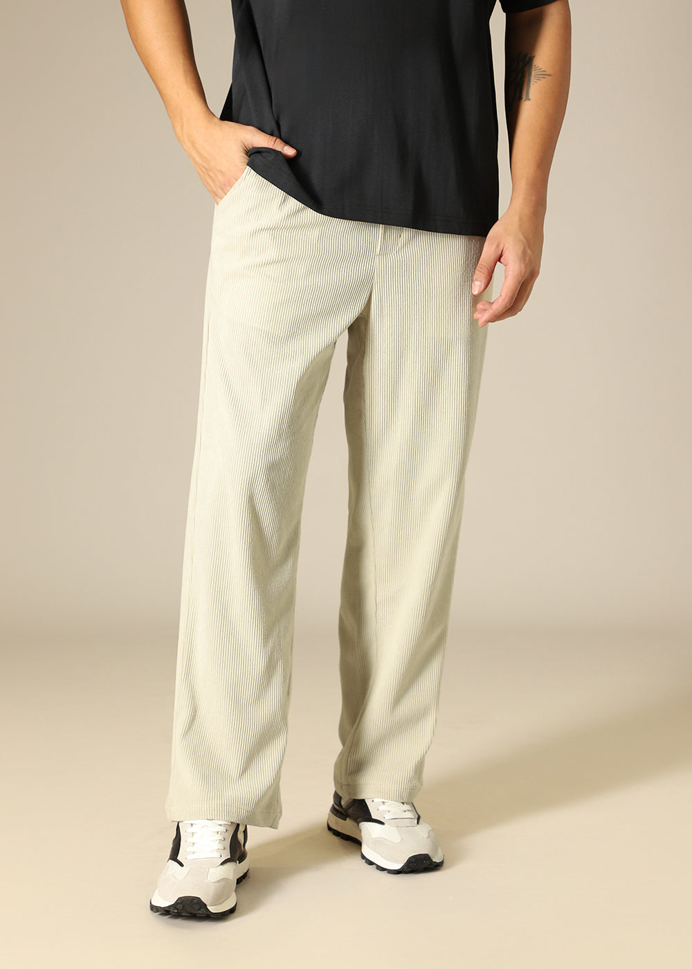 Ivory Cream Corduroy Pant