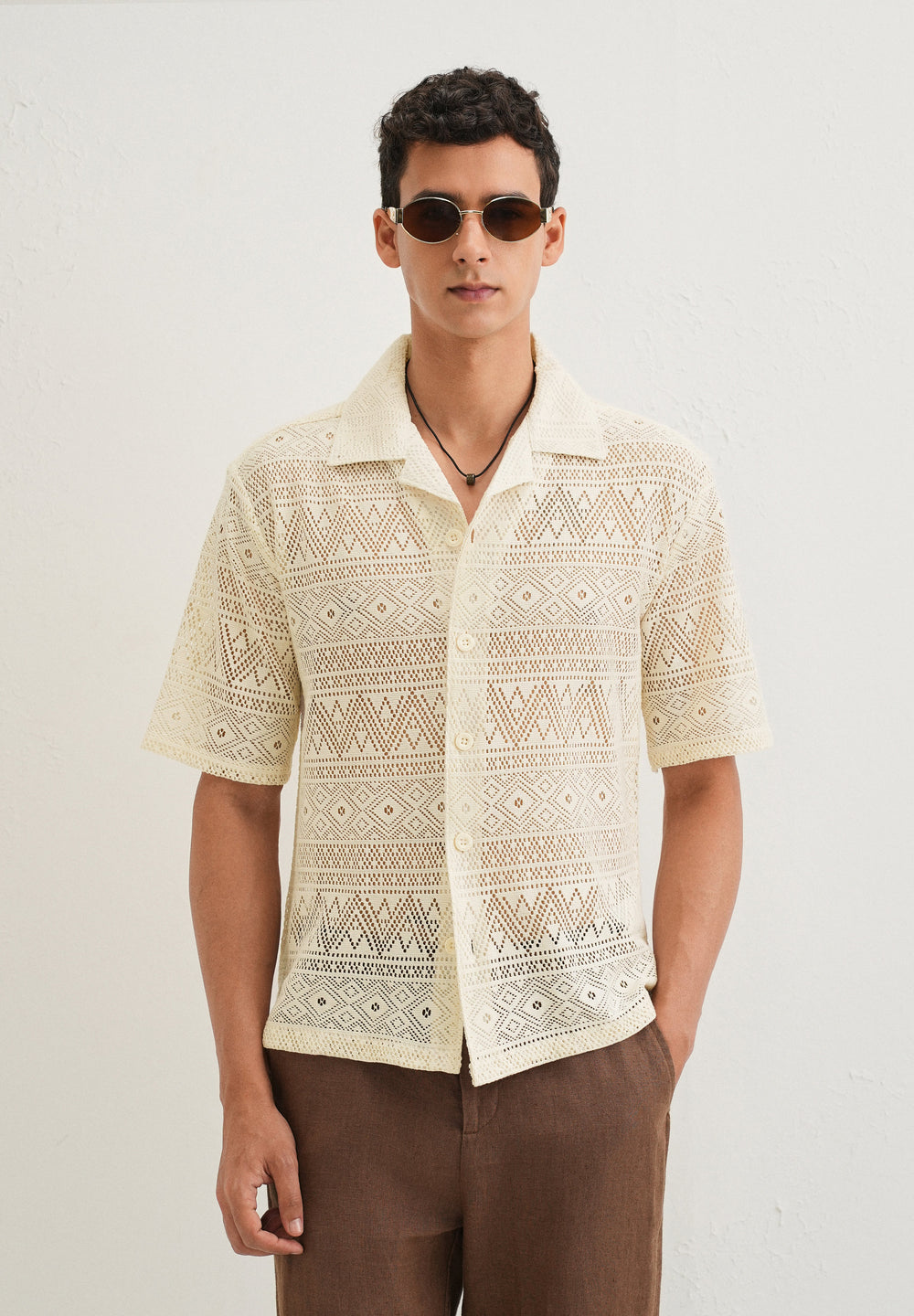 Ivory Cream Crochet Shirt
