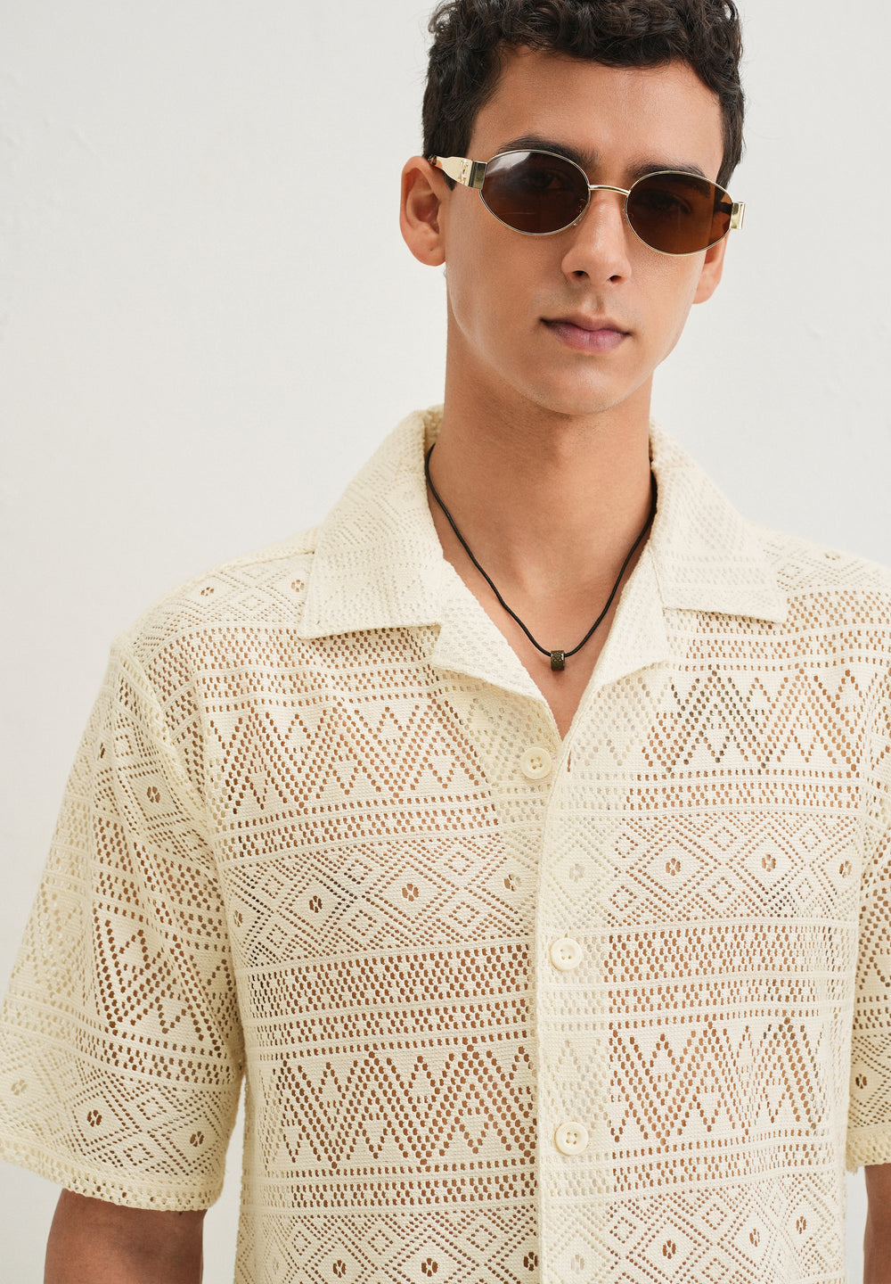 Ivory Cream Crochet Shirt