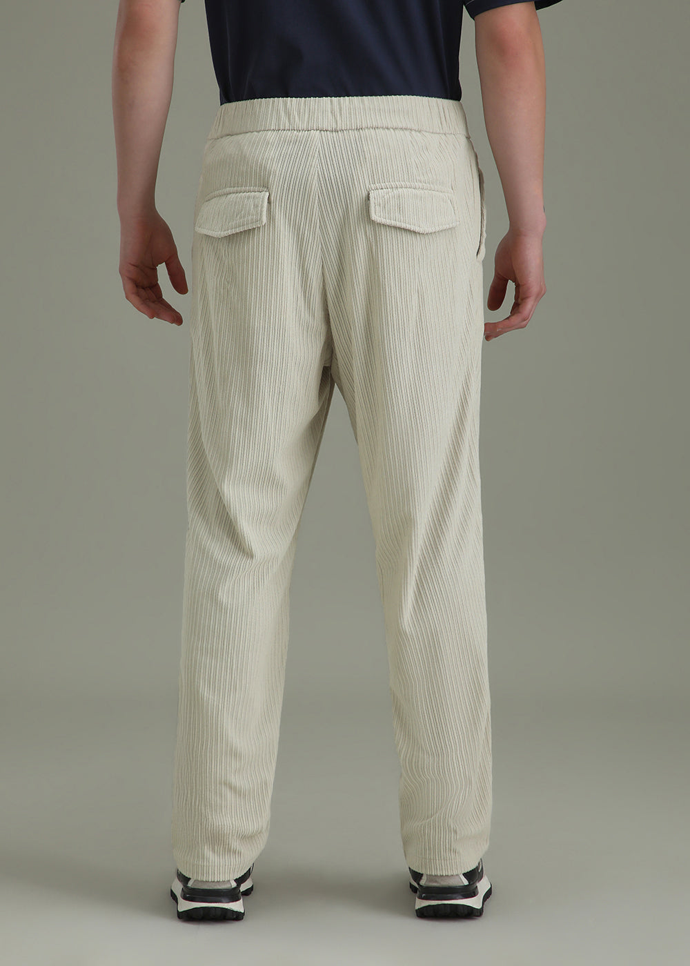 Ivory Cream Drawstring Corduroy Pant