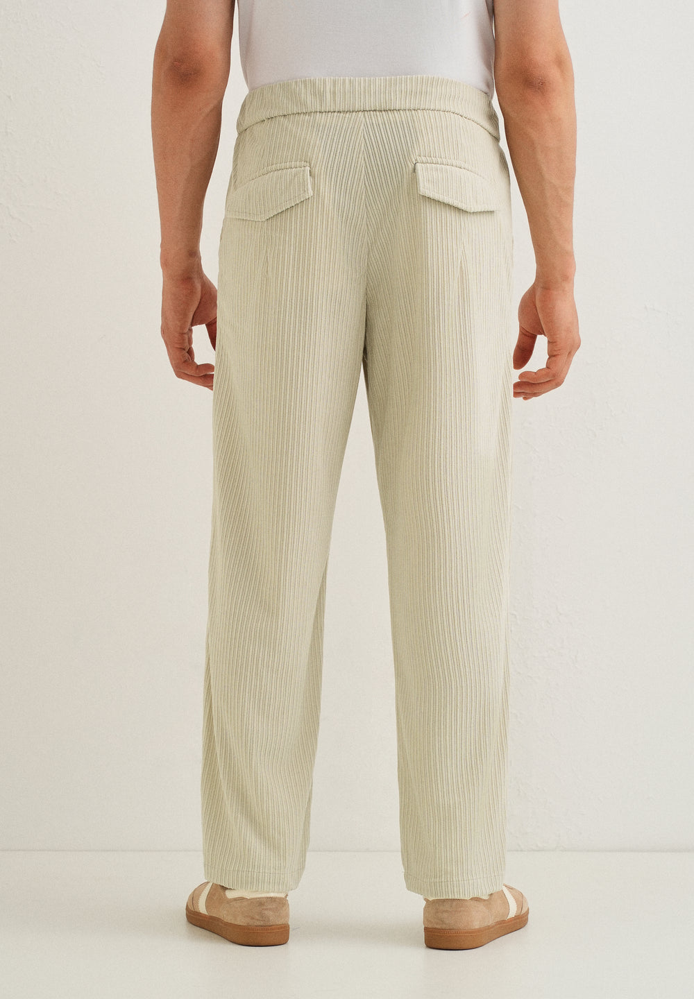 Ivory Cream Drawstring Corduroy Pant