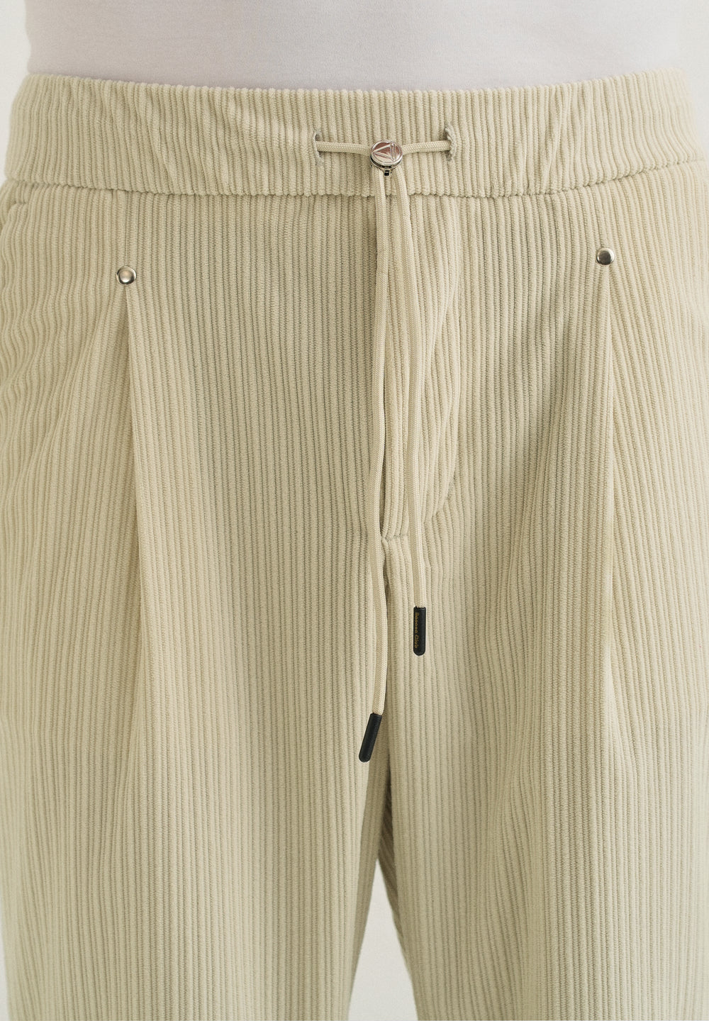 Ivory Cream Drawstring Corduroy Pant