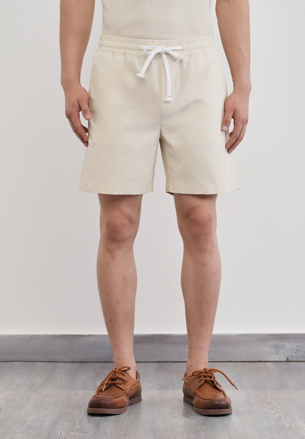 Ivory Drawstring Cotton Shorts