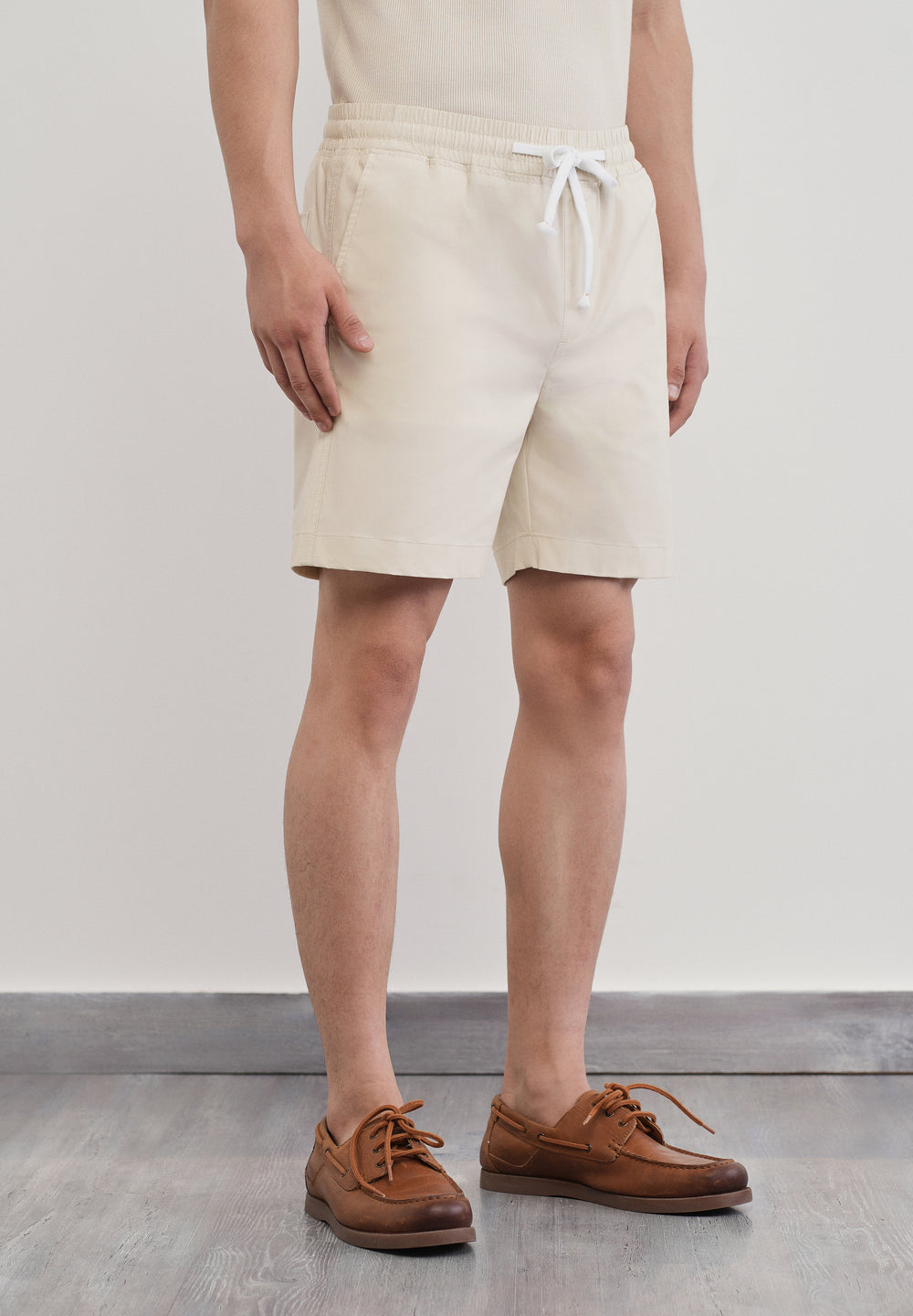 Ivory Drawstring Cotton Shorts
