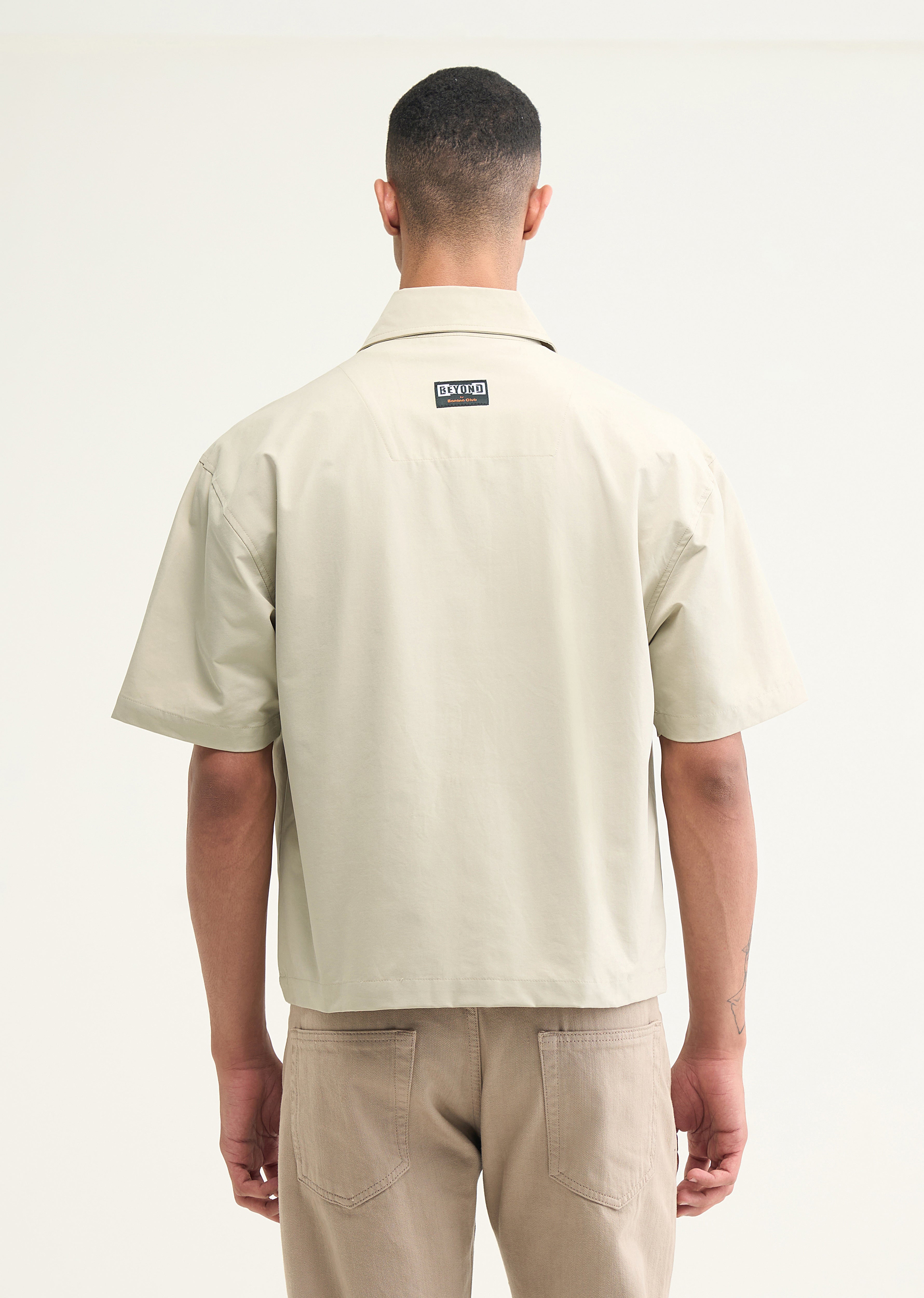 Ivory Boxy Fit Zipper Shirt
