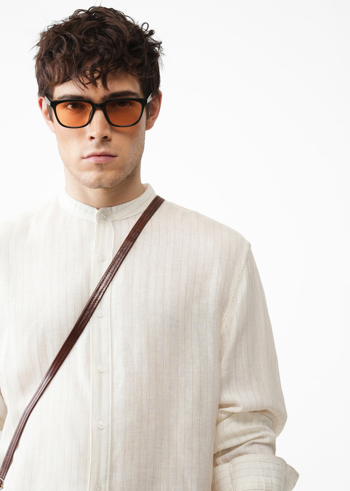Ivory Lyocell Cotton Pinstripe Shirt