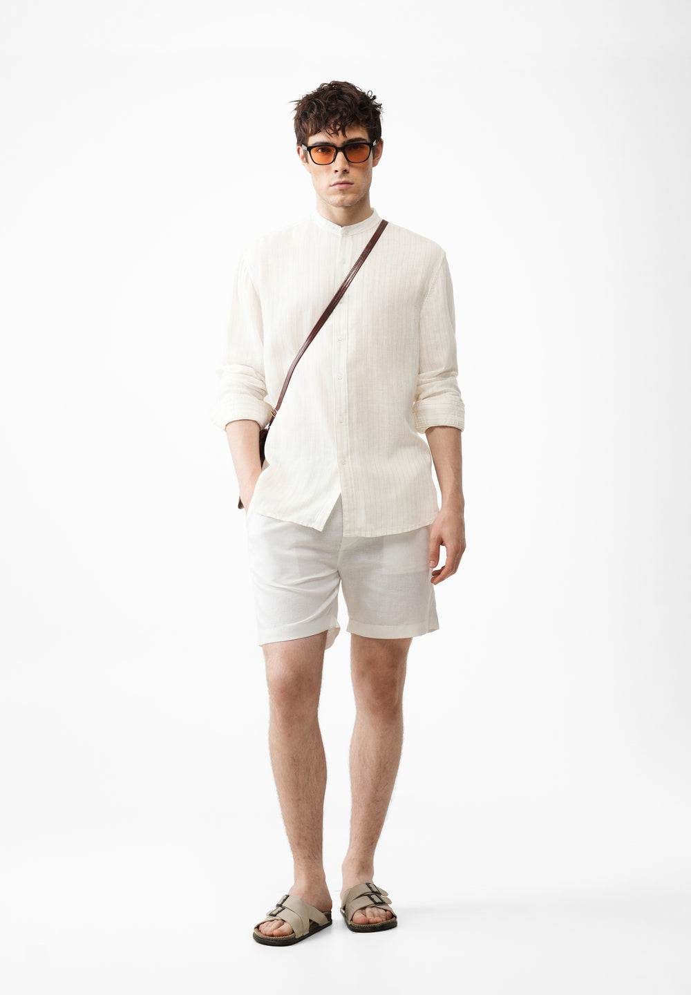 Ivory Lyocell Cotton Pinstripe Shirt