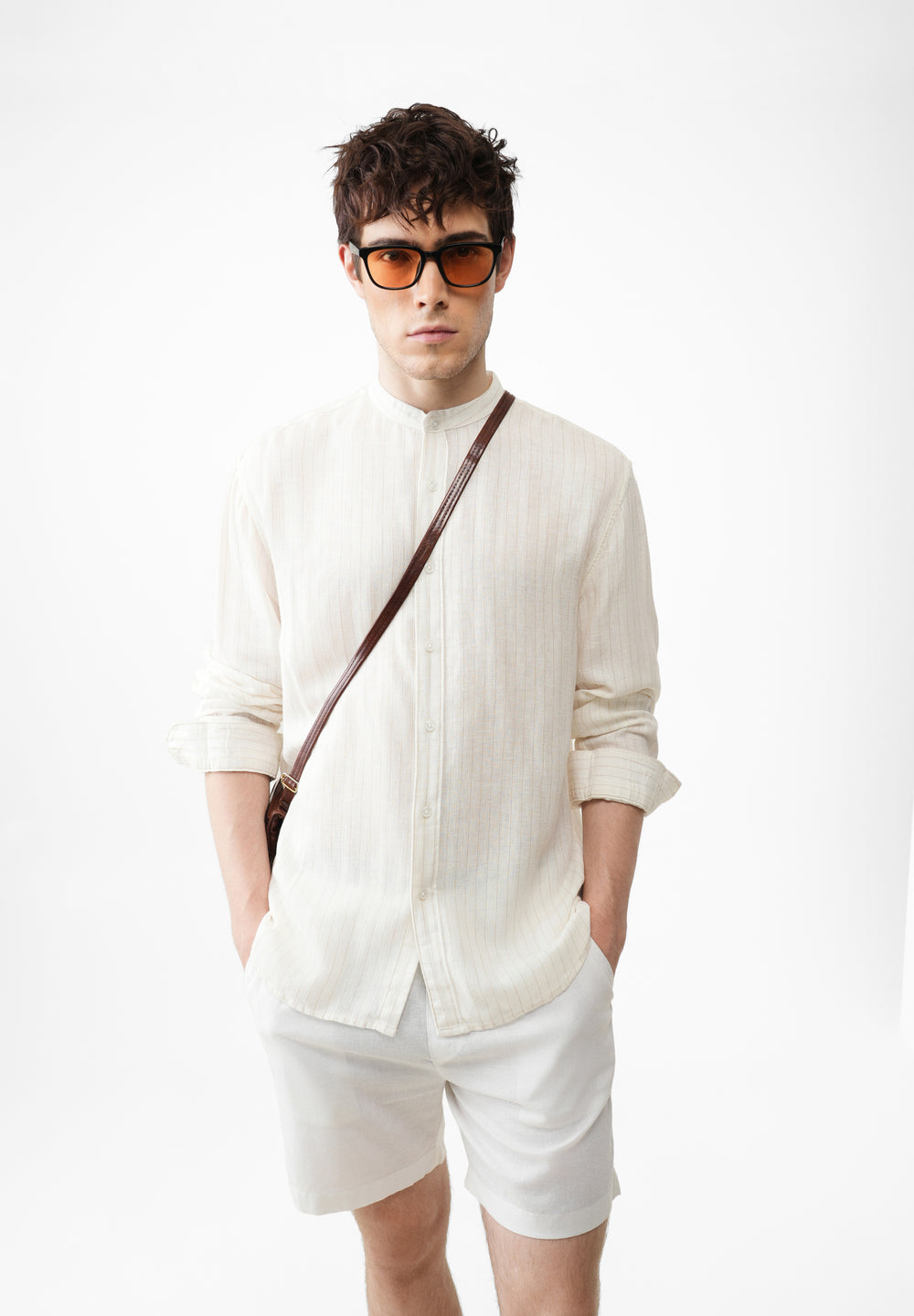 Ivory Lyocell Cotton Pinstripe Shirt