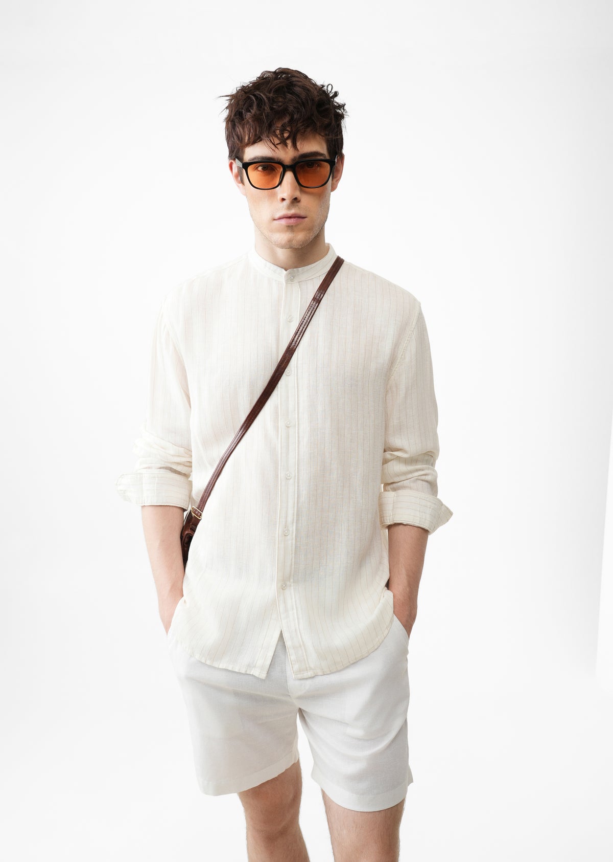 Ivory Lyocell Cotton Pinstripe Shirt