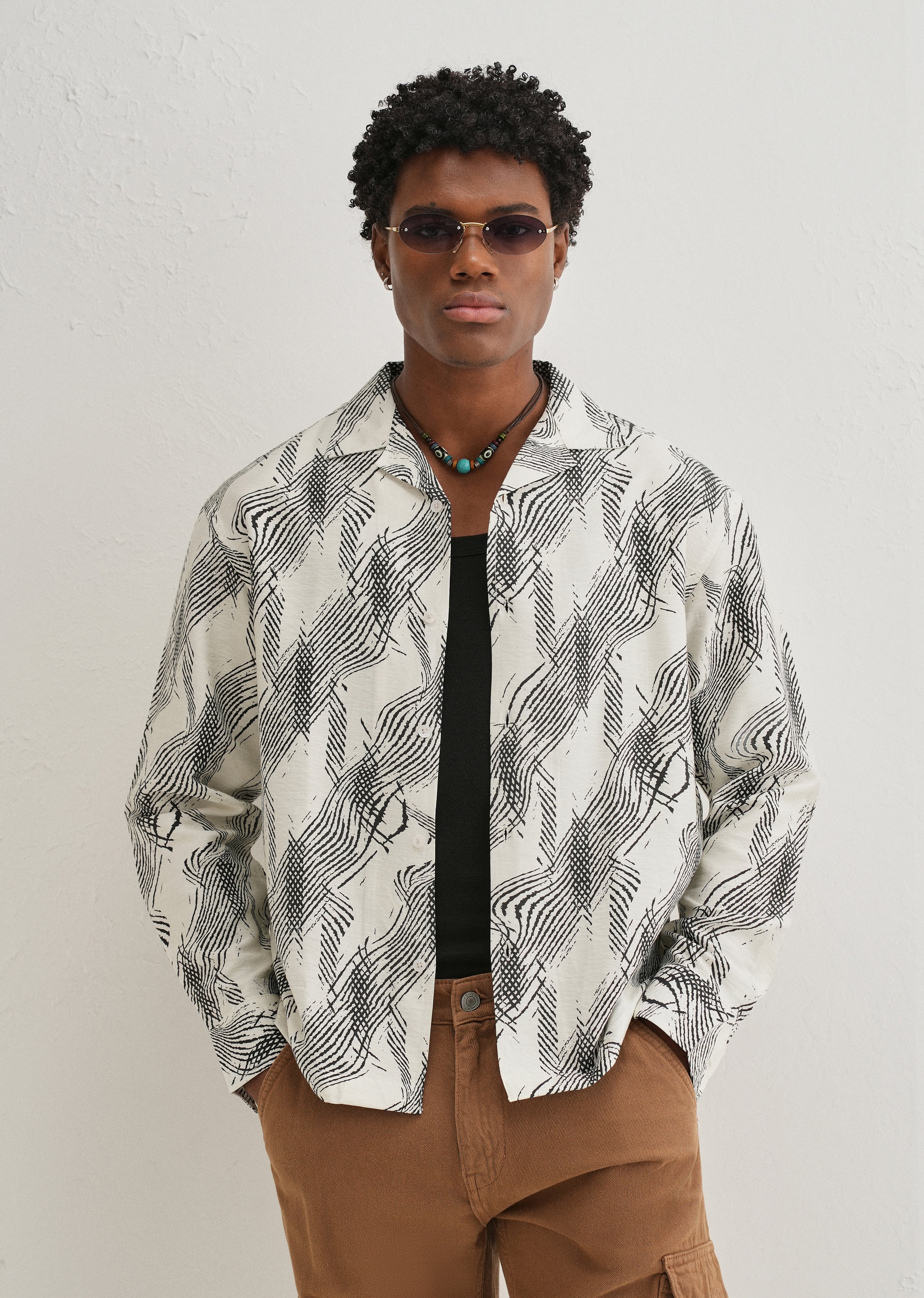 Ivory Modern Sketch Printed Shirt