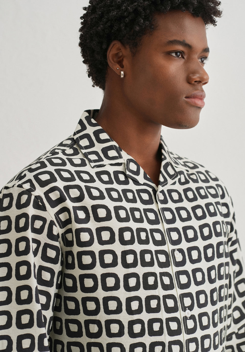Ivory Retro Grid Printed Shirt