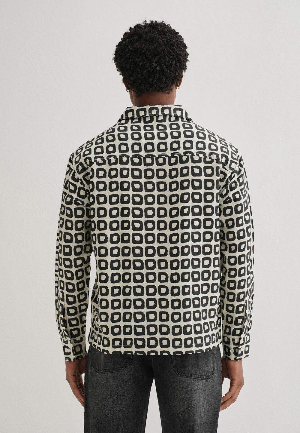 Ivory Retro Grid Printed Shirt