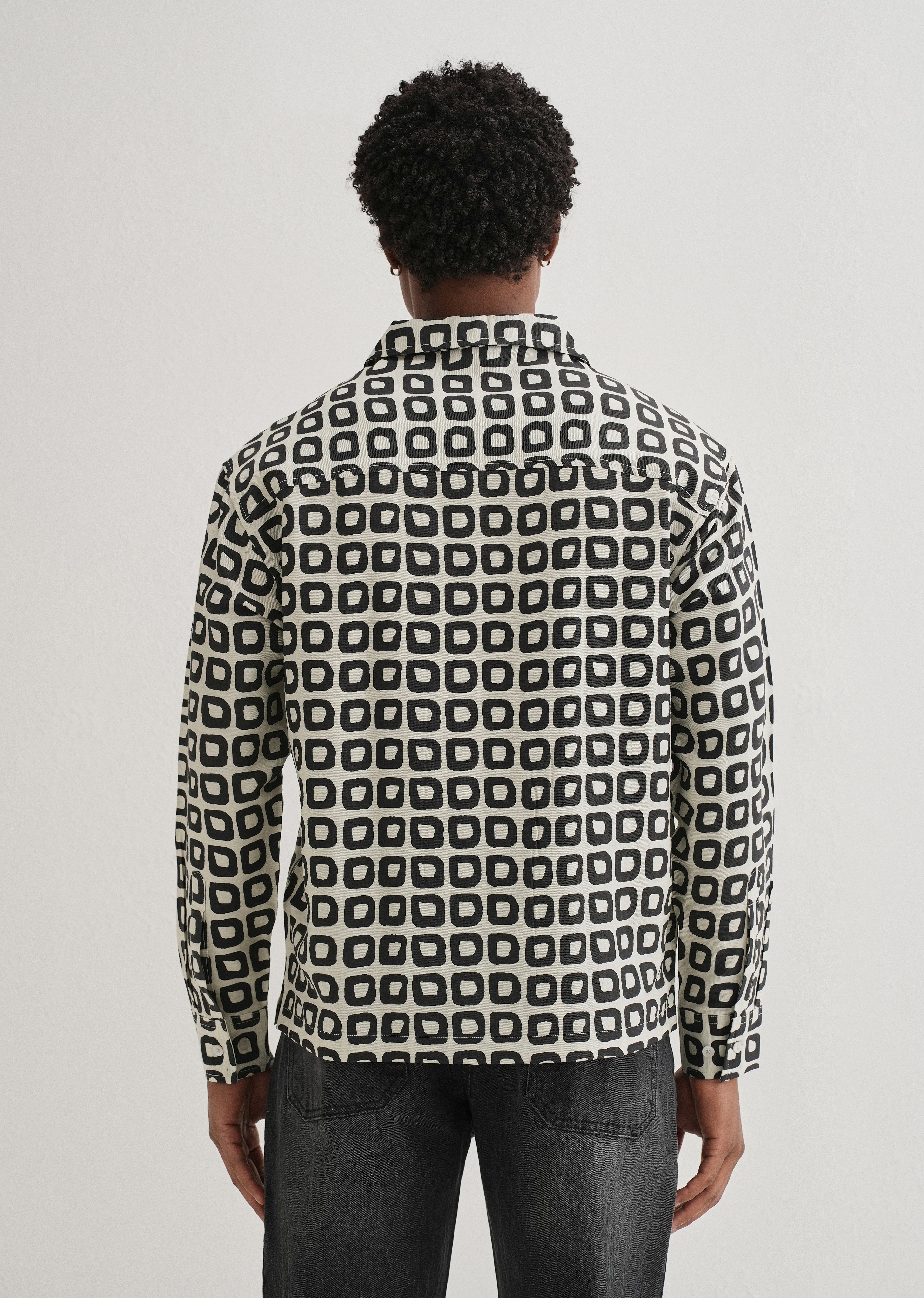 Ivory Retro Grid Printed Shirt