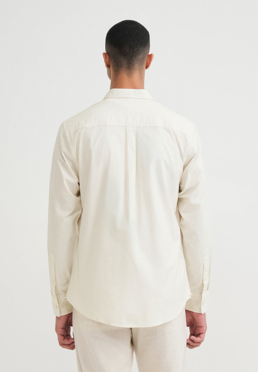 Ivory Striped Placket Cotton Shirt
