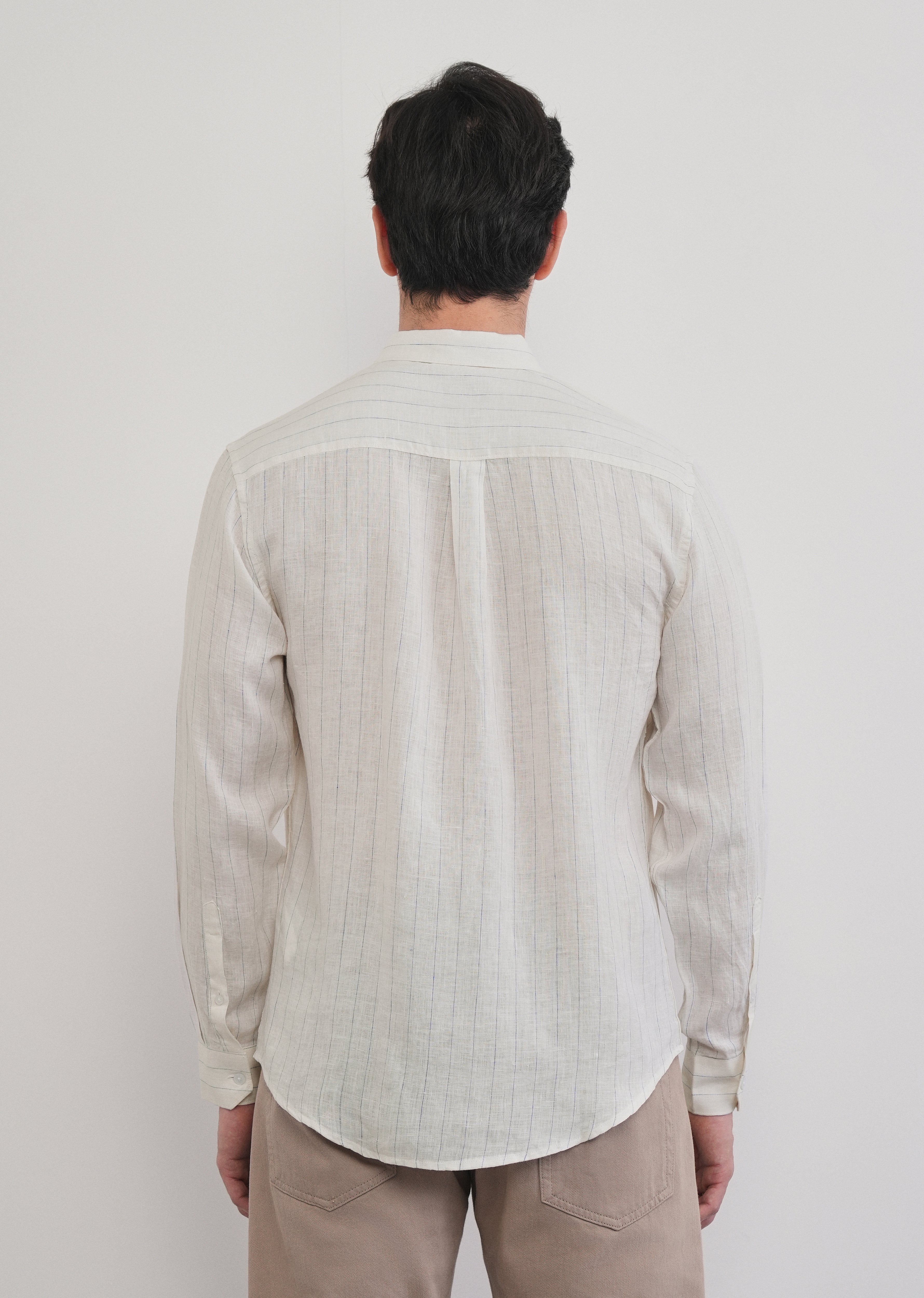 100% Linen Ivory Stripe Shirt