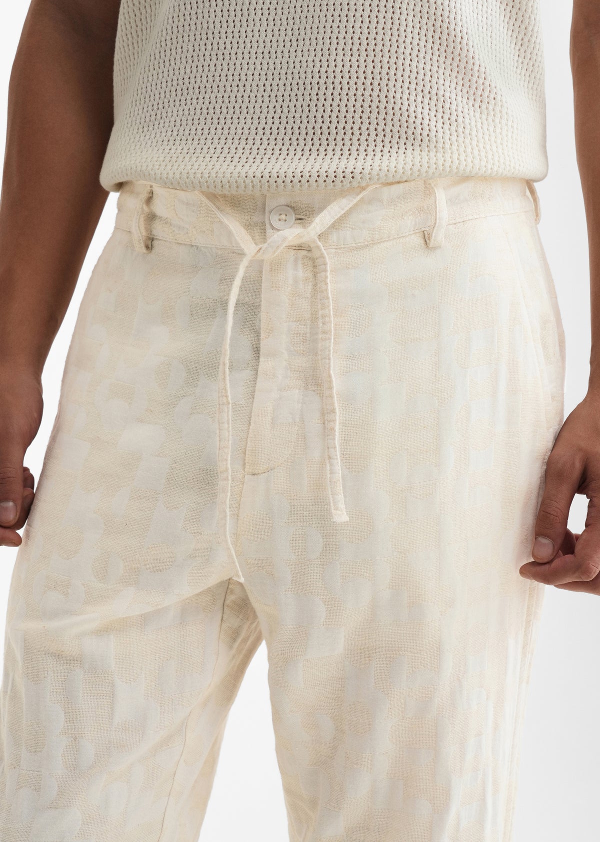 Ivory Abstract Jacquard Pant