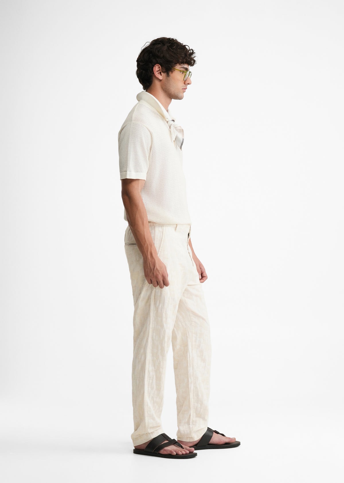 Ivory Abstract Jacquard Pant