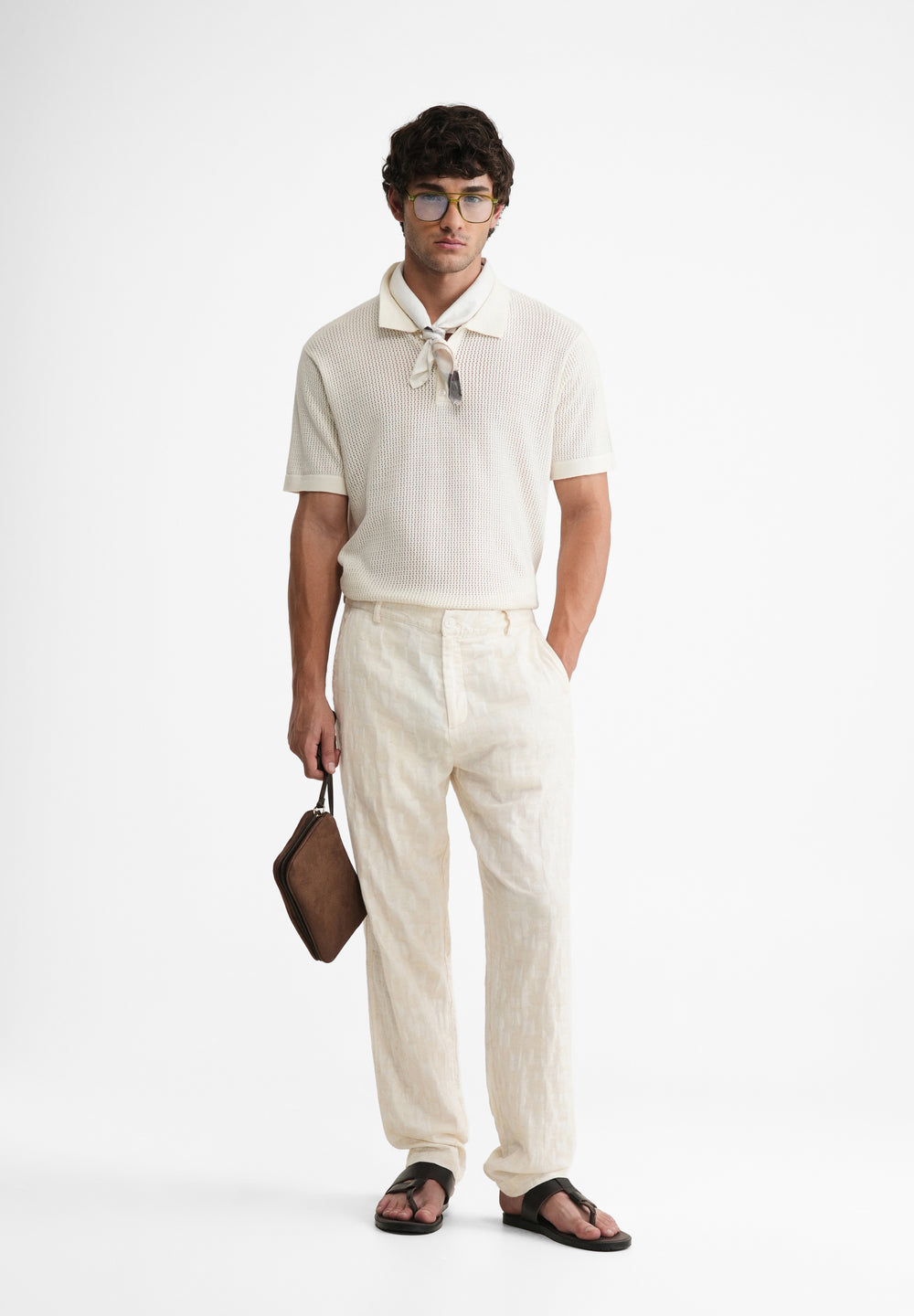 Ivory Abstract Jacquard Pant