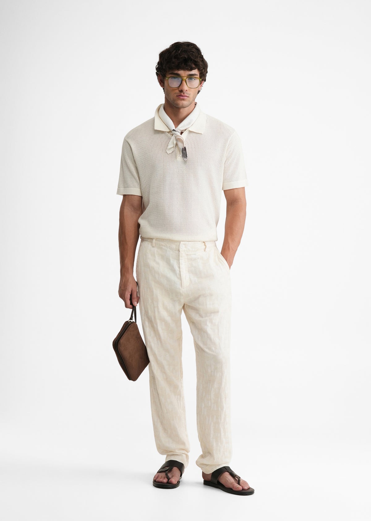 Ivory Abstract Jacquard Pant