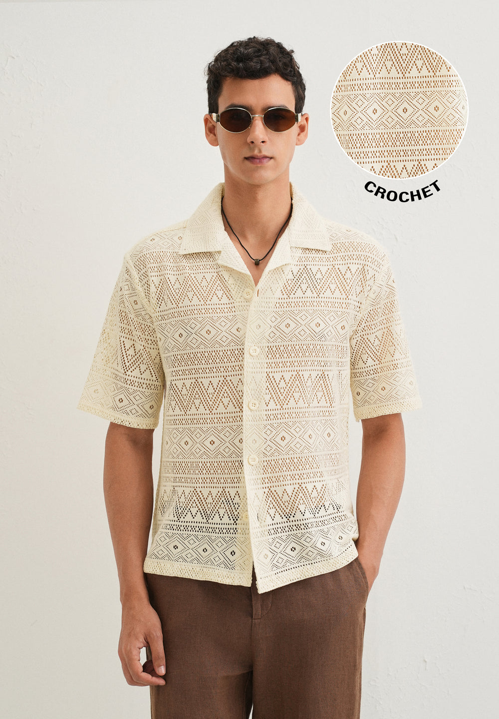 Ivory Cream Crochet Shirt
