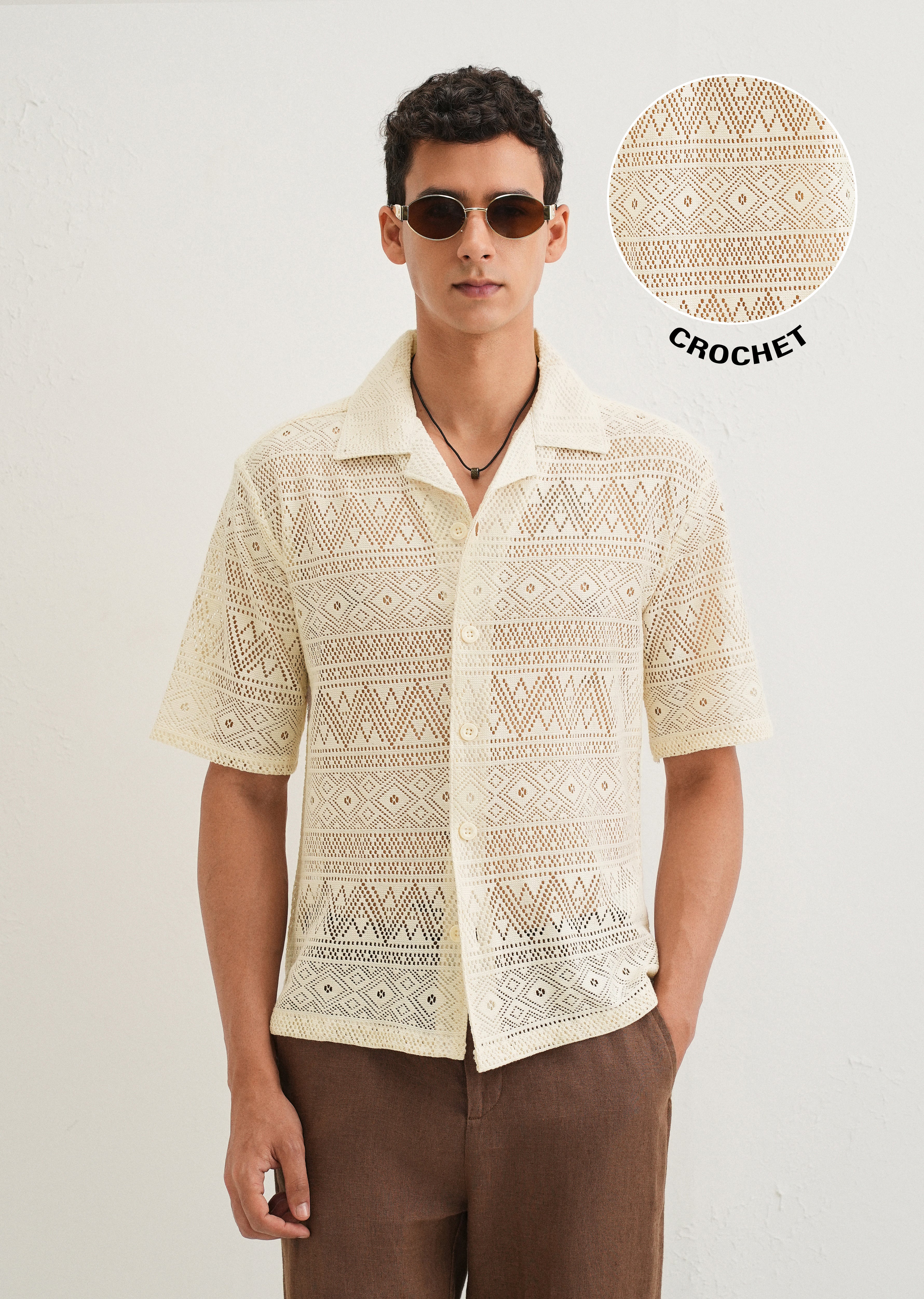 Ivory Cream Crochet Shirt