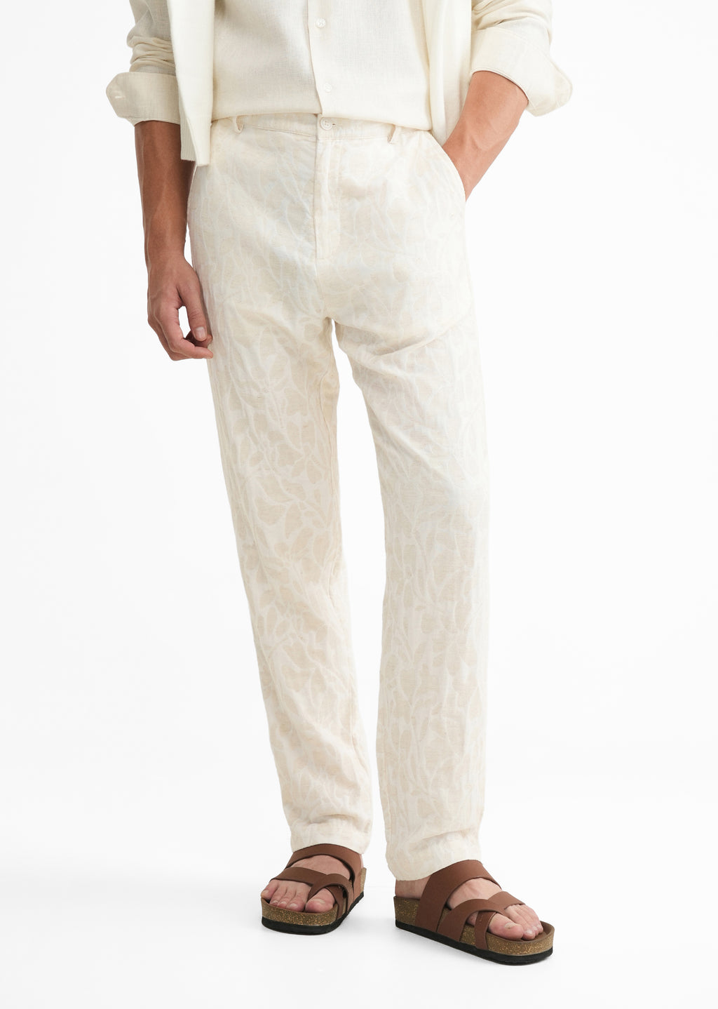 Ivory Floral Jacquard Pant