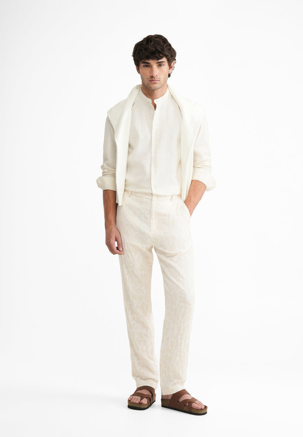 Ivory Floral Jacquard Pant