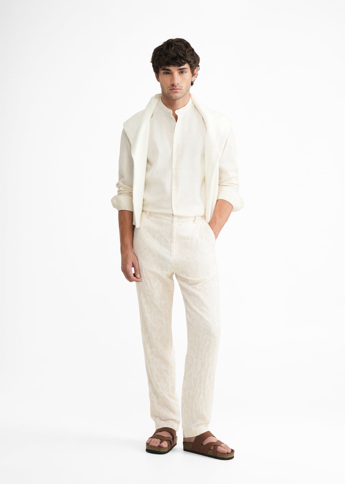 Ivory Floral Jacquard Pant