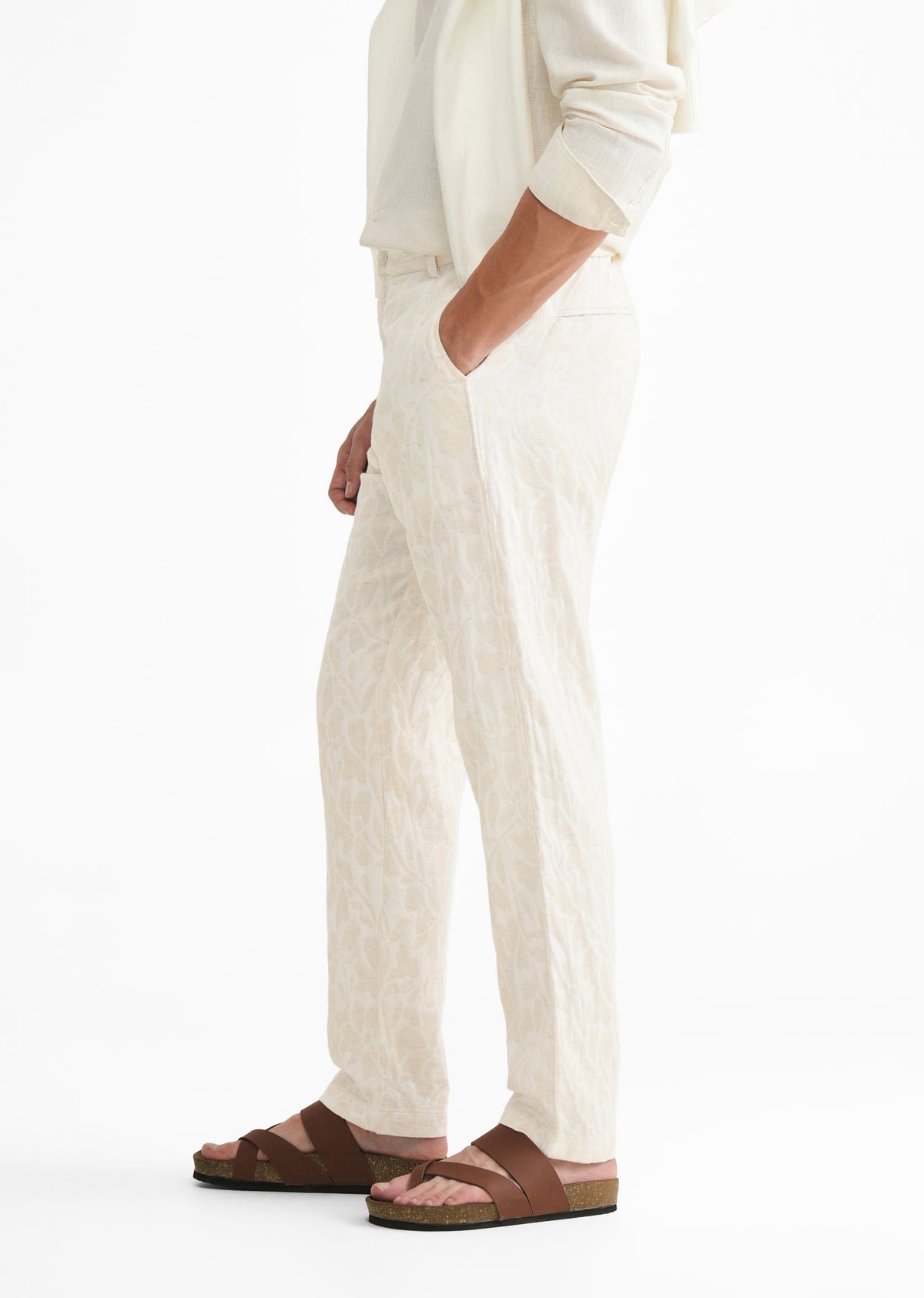 Ivory Floral Jacquard Pant