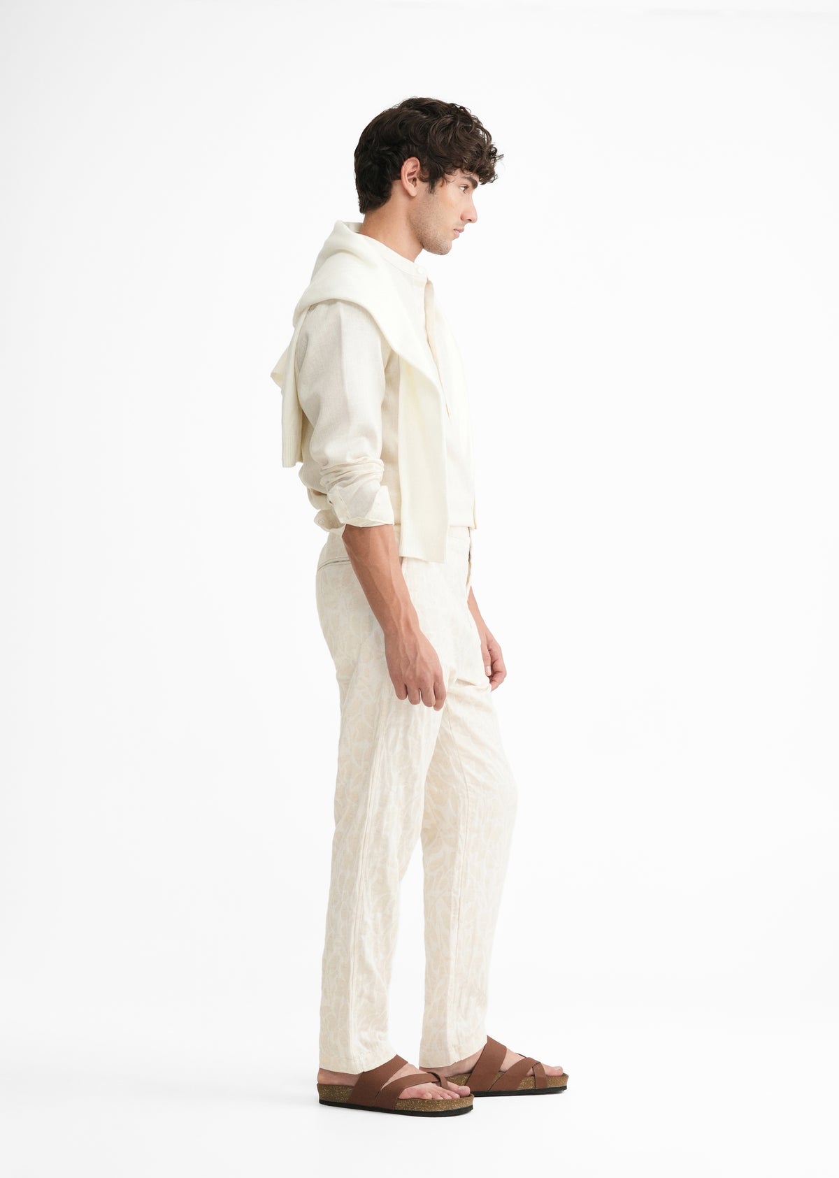 Ivory Floral Jacquard Pant