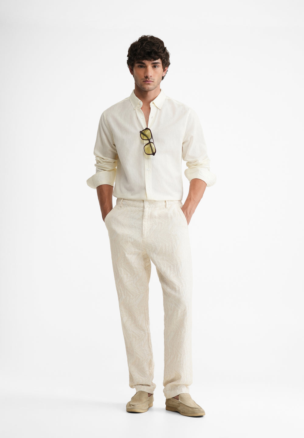 Ivory Geometric Jacquard Pant